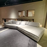 Asymmetrical Curved Corner Lounge Sofa with Premium Matte Leather Upholstery